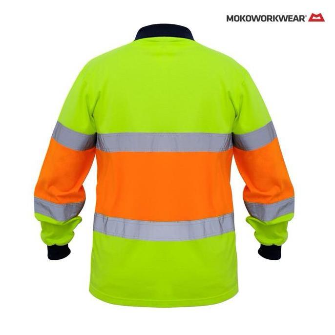 NEW MokoWorkwear - Polo Safety Kaos Safety Lime Orange / Baju Safety Lengan Pendek Tshirt Lime Orang