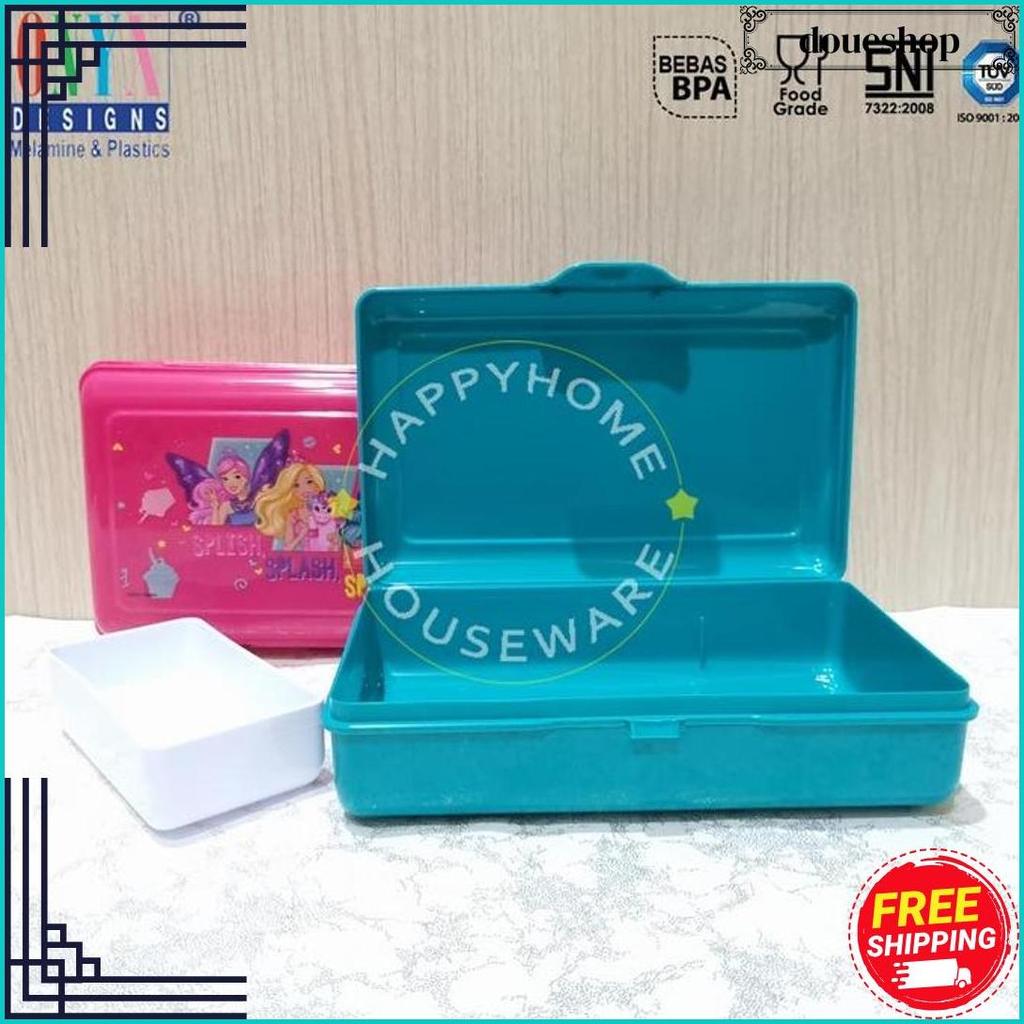 Onyx Barbie Stay Fantasy Sandwich Box 1100Ml /Kotak Bekal /Lunch Box Harga Kaki Lima