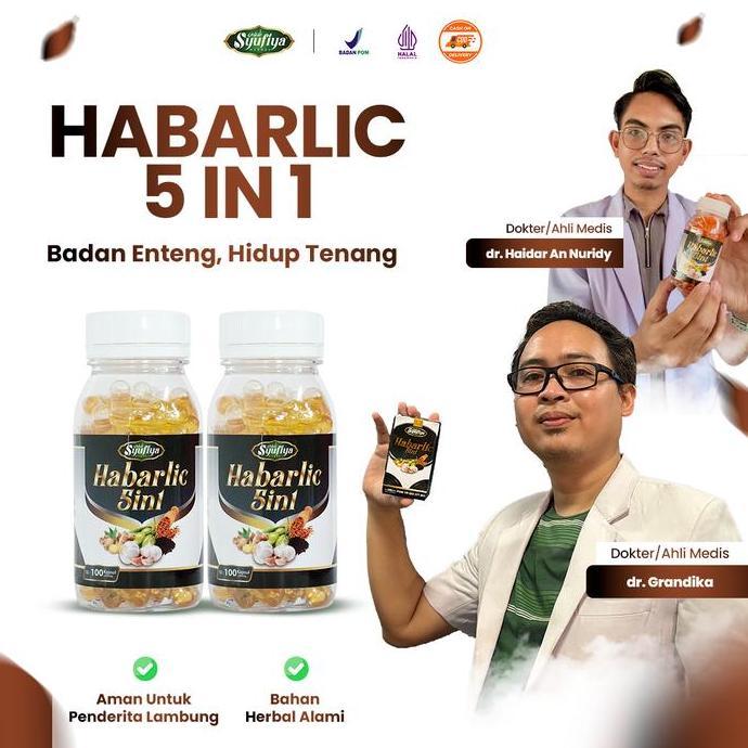 [2 Botol] Habarlic Kapsul Herbal Habbatussauda - Garlic - - Minyak Zaitun - Rimpang Kunyit - Jahe | 