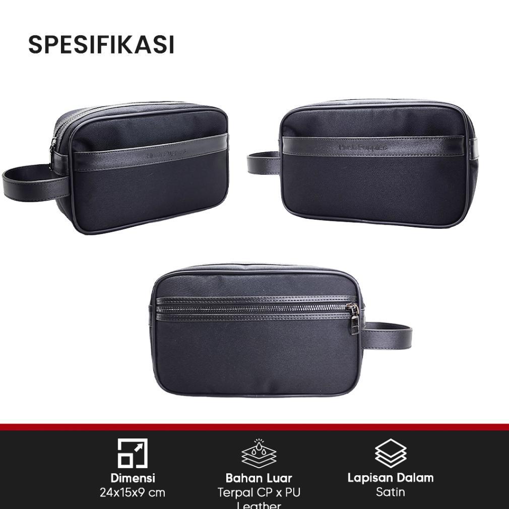 recommended tas pouch pria hush puppies 718 hitam | clutch bag travel pria waterproof premium