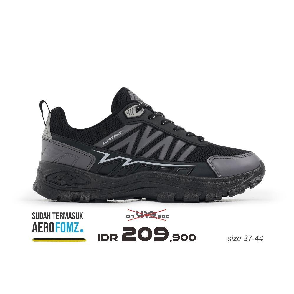 Terbaru Aerostreet Trex Outdoor Shoes Unisex Hitam/Hitam/Abu Sepatu Boots Pria Wanita Sporty Aktivit