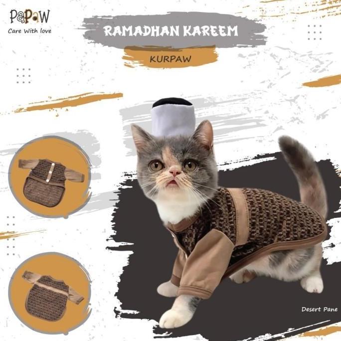 Baju Kucing Koko Muslim Kurta Kemeja Lebaran Anabul Cowok Lucu Murah Kostum Ramadhan Kurpaw