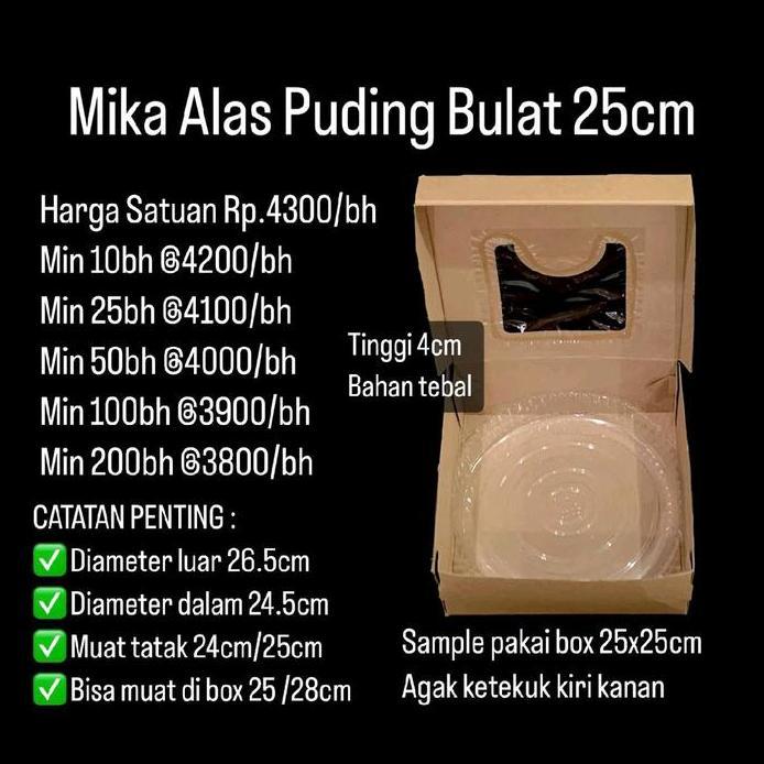 Mika Alas Puding Bulat 25cm Dijual per 5 buah