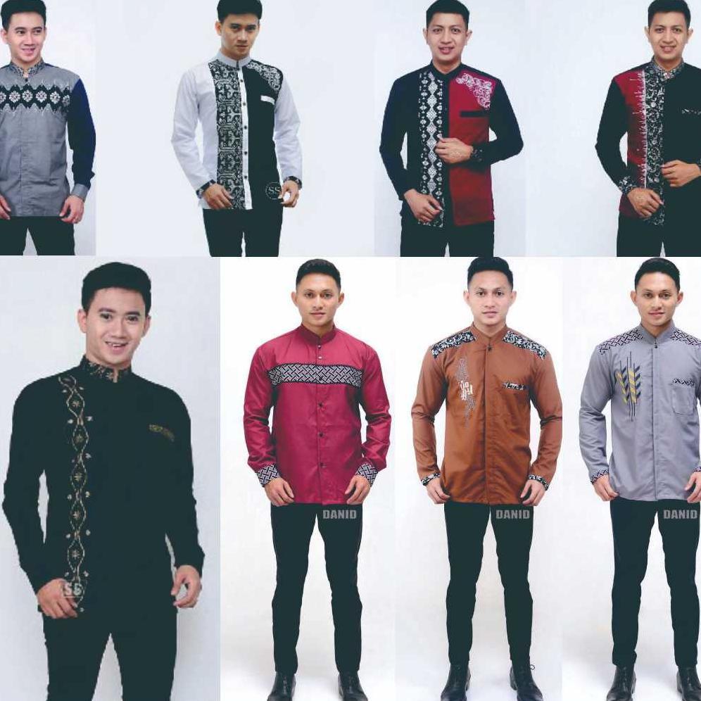 PAKET HEMAT MURAH BAJU KOKO PANJANG BORDIR ACAK BUSANA MUSLIM PRIA SANTRI KEKINIAN