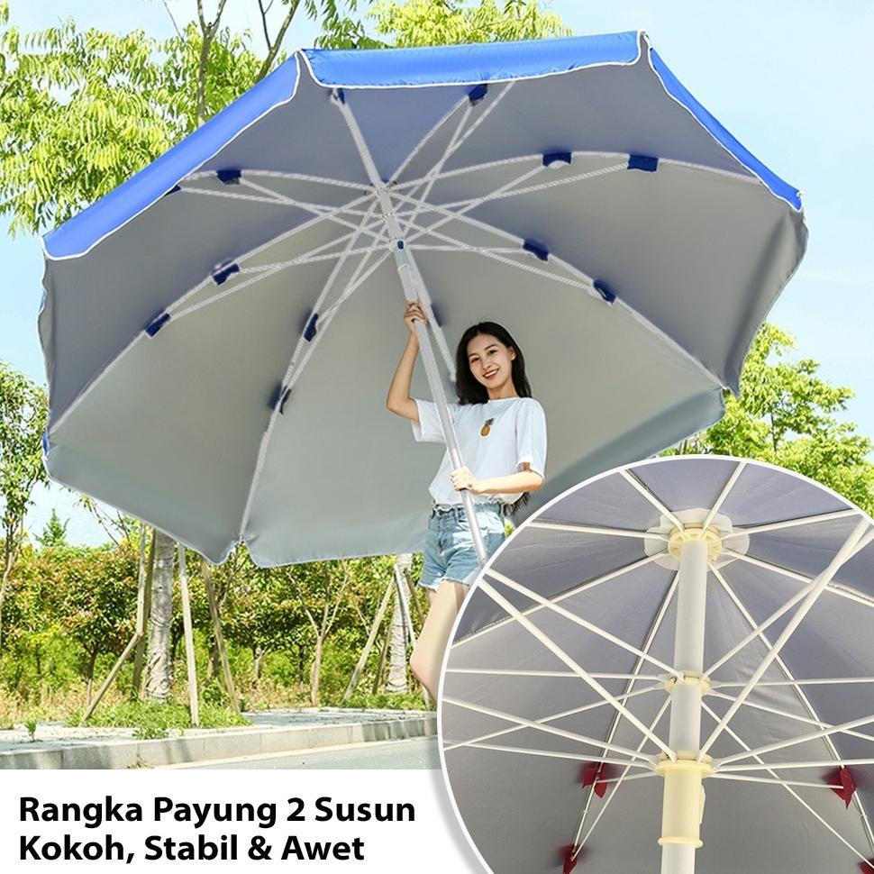 Exclusive E.Home Payung Tenda 180Cm-280 Cm Payung Jualan Lapak Tenda Payung Pantai Jumbo Besar Denga