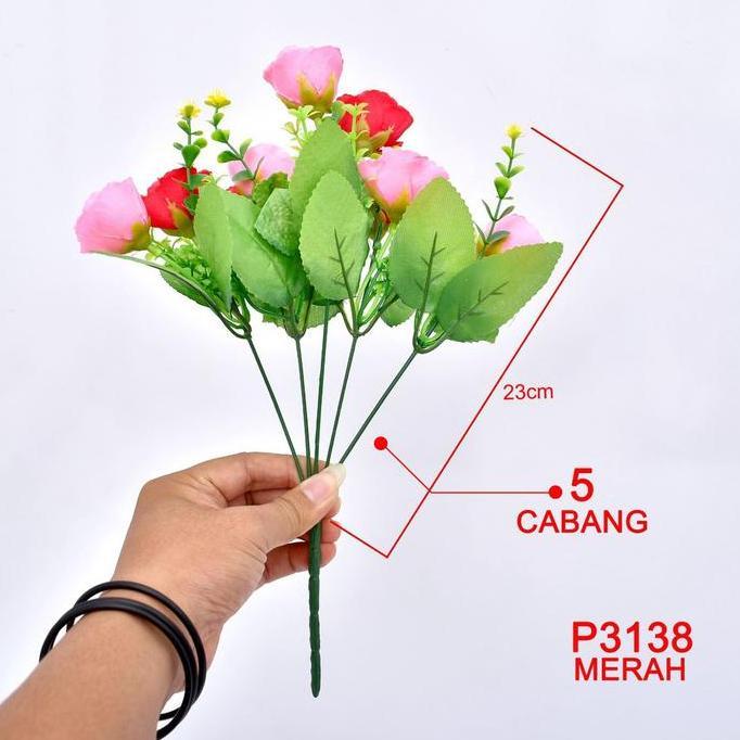 TIKTOK P3138 BUNGA DEKORASI / BUNGA ARTIFISIAL Pink Merah