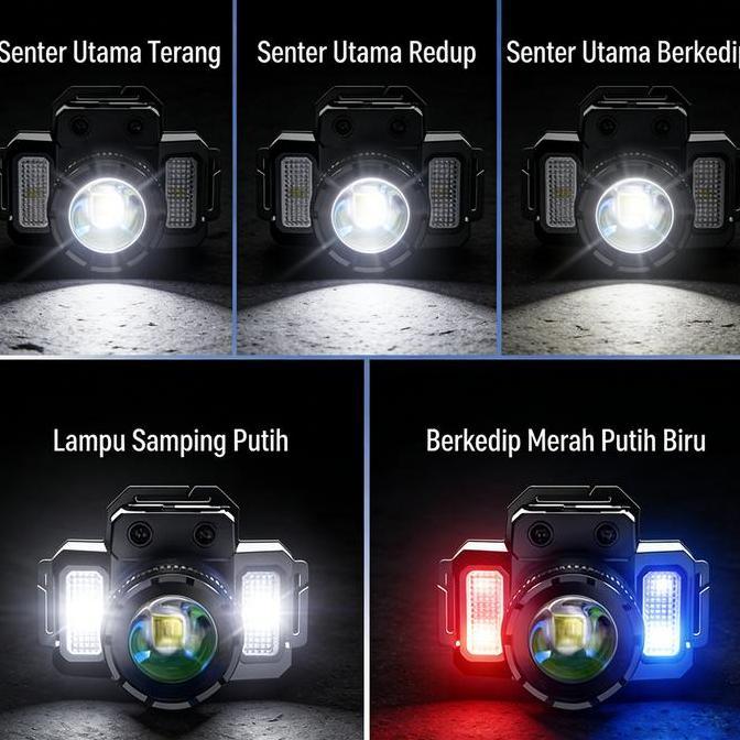 Garansi 10 tahunSenter Kepala Bisa Cas Ulang Sensor Disesuaikan Bisa Mengisi HP Kecerahan Multi Leve