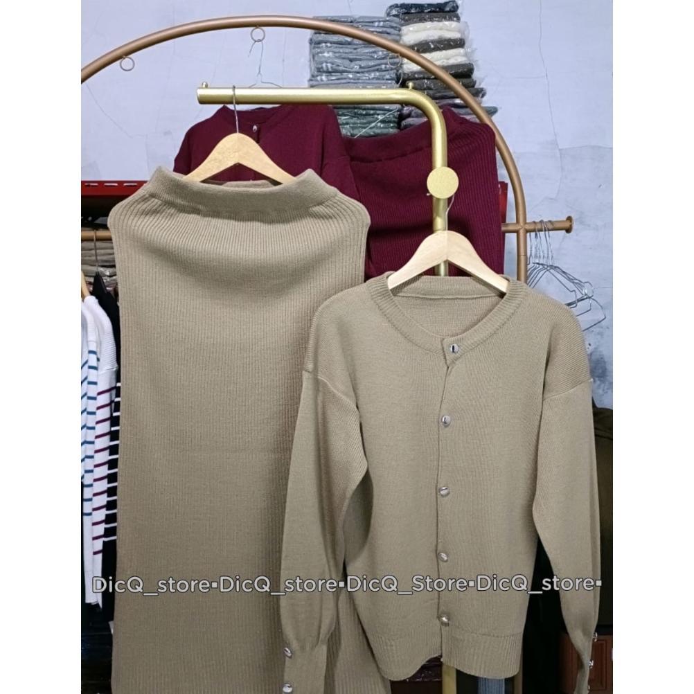 Awet One Set Aira Cardigan & Rok Rajut Wanita Premium-Stelan Wanita Terbaru