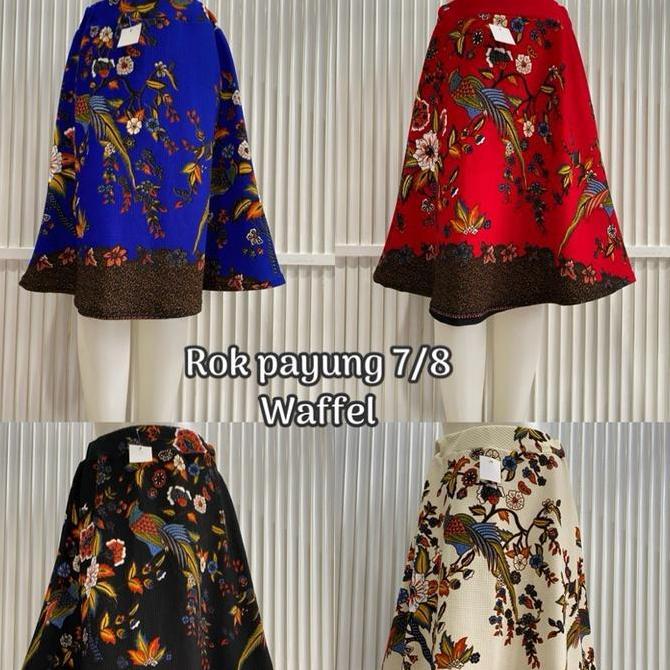 DF61 >> Rok payung pendek 7/8 wanita motif batik style korea full karet pinggang