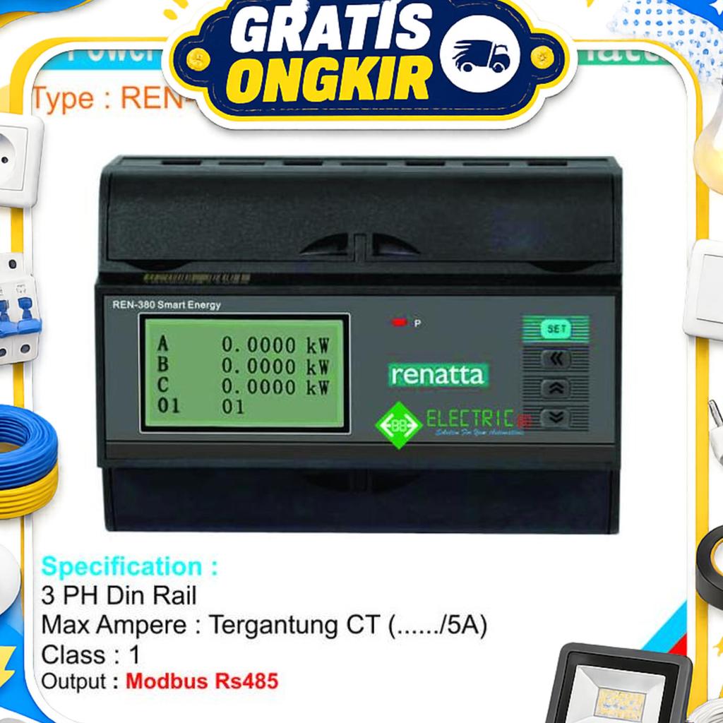 Ren-380-Ds Kwh Power Meter 3 Phase Din Rail Modbus