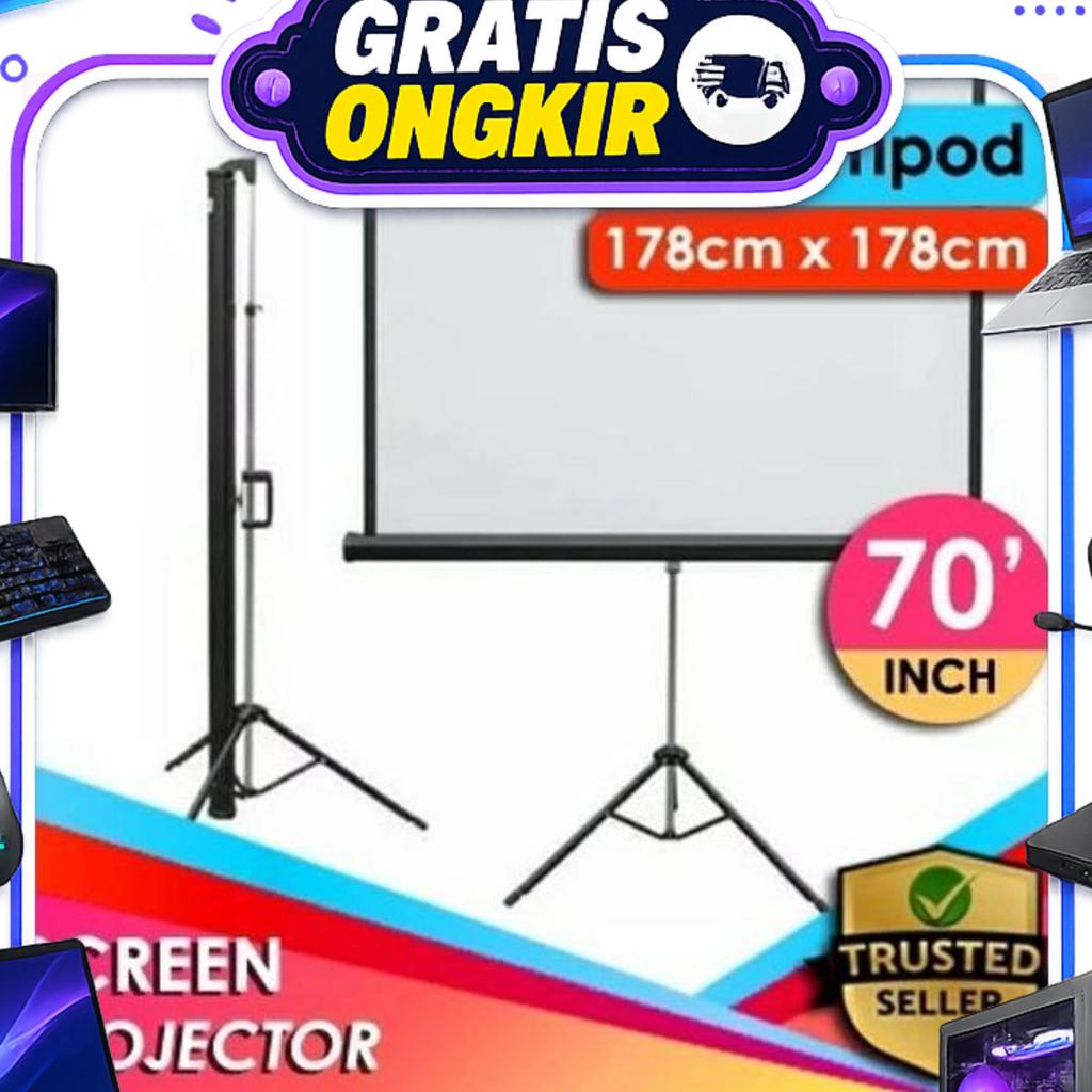Layar 70" Tripod Screen Projector/ Layar Proyektor Utk Benq Infocus
