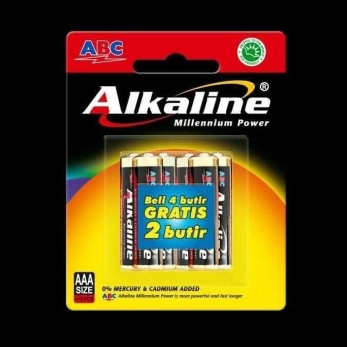 BATERAI ABC ALKALINE AAA/A3| BATTERY ALKALINE AAA - 6 PCS ORIGINAL JAM DINDING