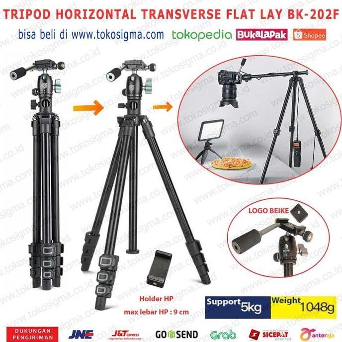 HARGA DISC - Tripod HP KAMERA Horizontal Flat Lay Over TOP HEAD QZSD BEIKE BK-202F