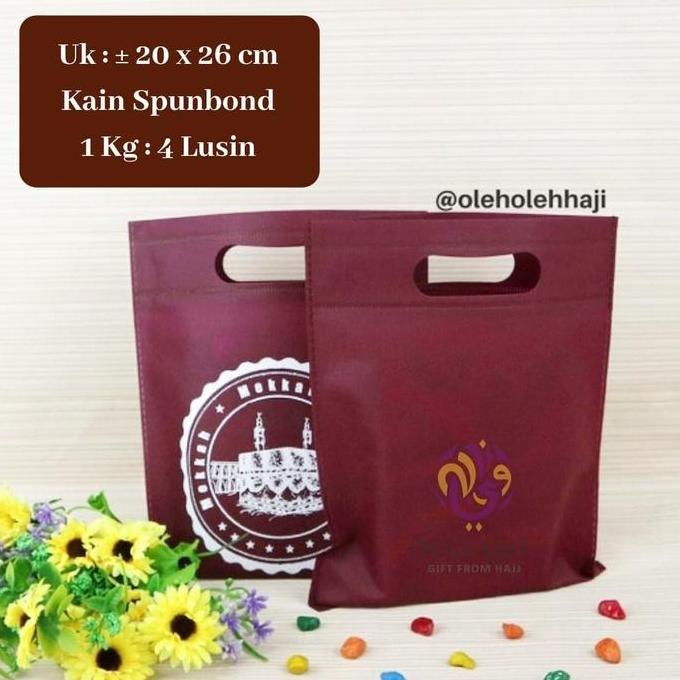 Langsungbungkus- Tas Mecca Kecil Tas Souvenir Bahan Kain Spunbond Goodie Bag Oleh Oleh