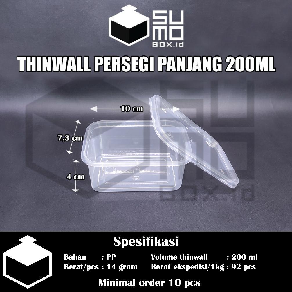 bestpromo thinwall persegi panjang 200ml + tutup / wadah plastik box dessert kontainer 200 ml [ecera