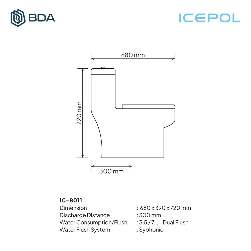 leles Icepol Kloset WC Toilet Duduk Syphonic Dual Flush On Piece Closet Desain Modern IC 8011