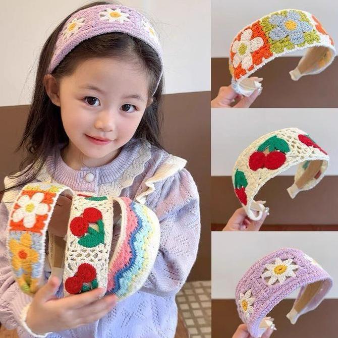 [KIDSFASHIONKOLEKSI] Bando Bandana Rajut Lucu Anak Perempuan Motif
