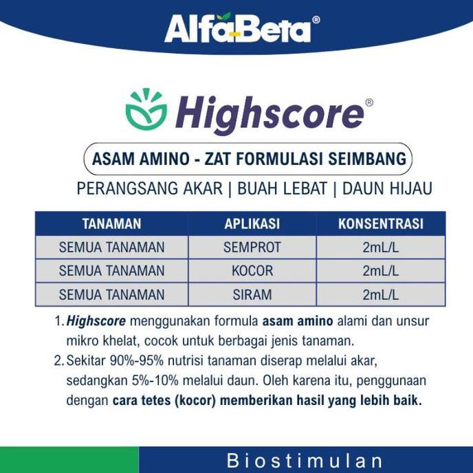 AAlfaBeta Highscore Pupuk Asam Amino 250ML Perangsang Akar Buah Lebat Daun Hijau Zat Formulasi Seimb
