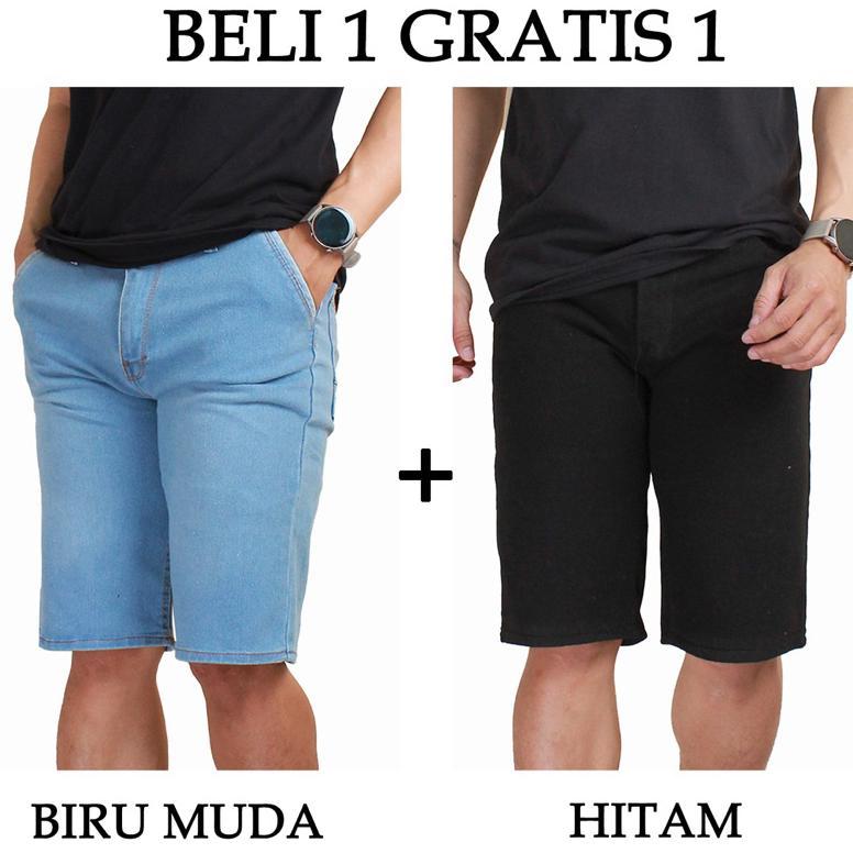 CUCI GUDANG (BELI 1 GRATIS 1) CELANA JEANS PENDEK PRIA 2023 TERBARU DI TOKO SHARAHCOLLECTION