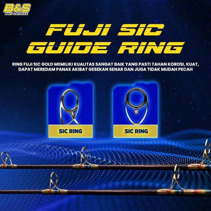 Joran GT Fisher Rainbow Three Section Popping Travel Rod Ring FUJI JP137 (TERBAIK) (TERBARU) (TERMUR