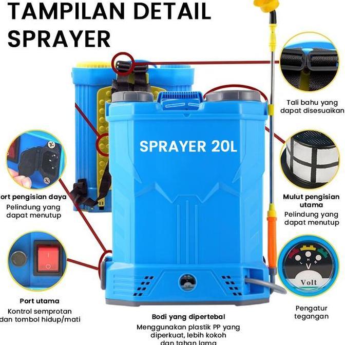 Sprayer Pertanian Elektrik 20L - Semprot Hama Kebun & Sawah, Tangki Besar, Daya Jet Kuat untuk Hasil