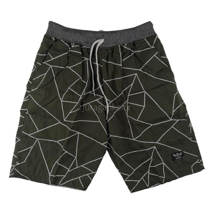 DF203 - Celana Pendek Pria Dewasa Motif Abstrak Chino Cowok Short Pants Rib Kekinian