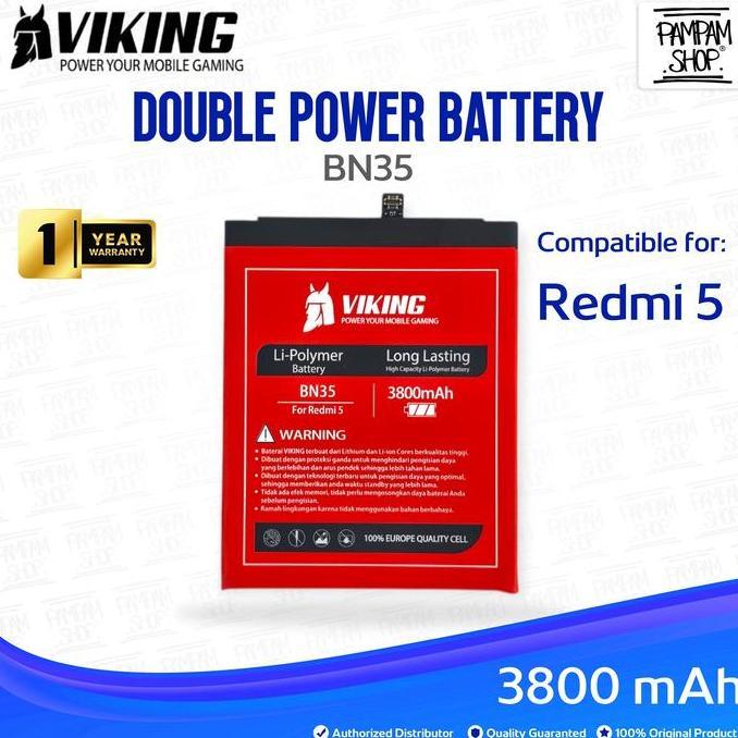 VIKING Baterai Double Power Compatible for BN35 for Redmi 5 Batre Batrai Battery Dual