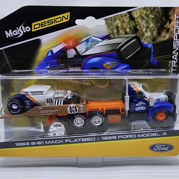 Diecast Elite Transport 1953 B-61 Mack Flatbed / 1929 Ford Model A Maisto 1:64