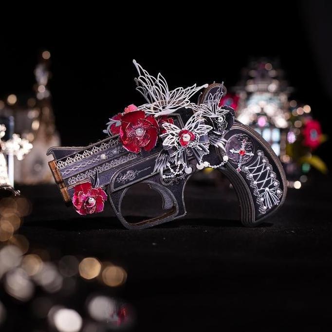 MOGADA - MY-N019 Mainan Puzzle 3D Metal Rose Of The Night Edukasi DIY Kayu Logam Warna Derringer-ros