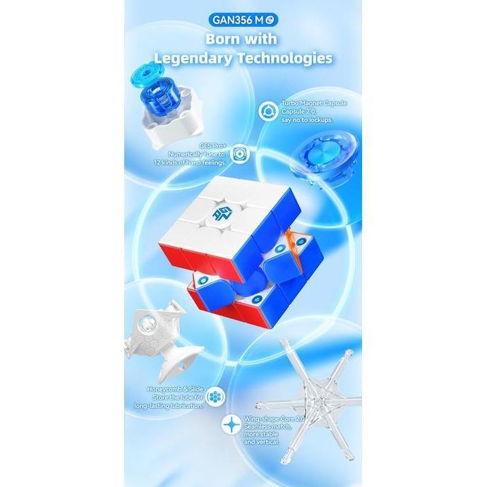 Magic Cube 3x3 Gan 356 ME V2 Magnetic Stickerless 3x3x3 Puzzle Kubus Magnetik Original GAN M E v2