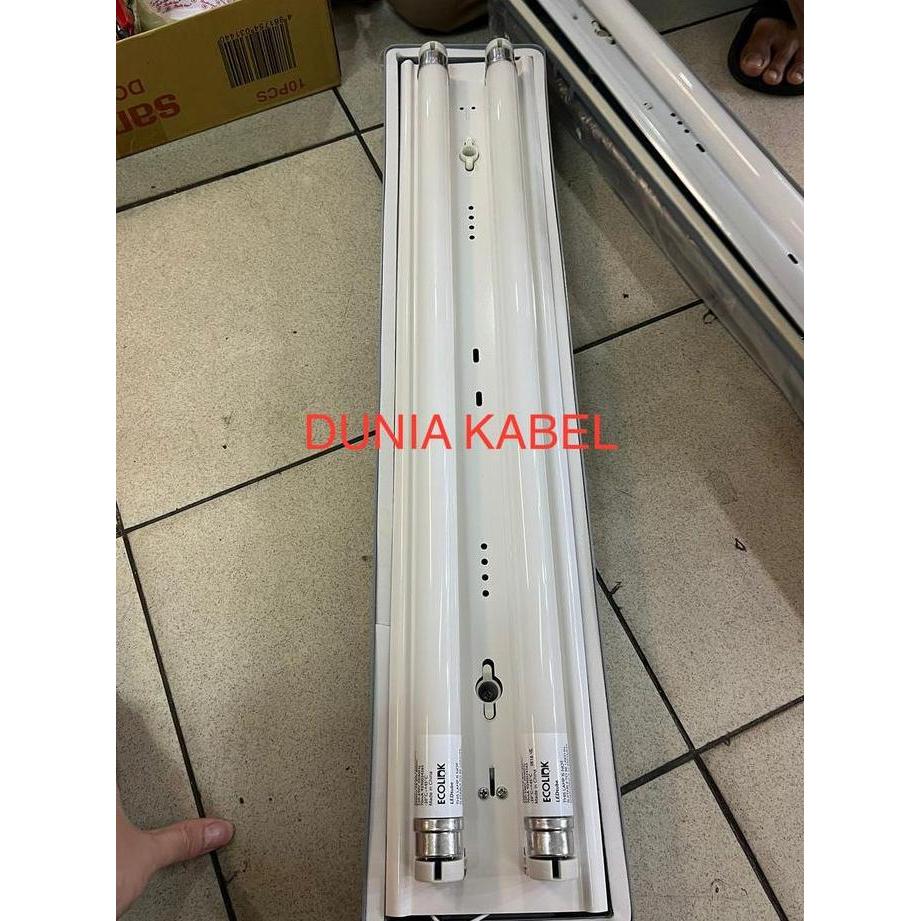 Set Kap Lampu TL LED T8 2x18 watt 2x20 Waterproof IP65 60cm