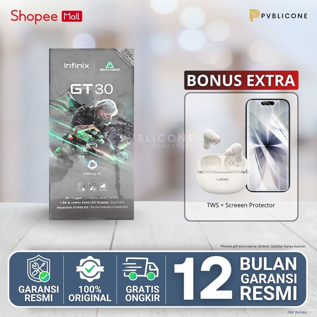 PROMO Infinix GT 30 5G 8/256GB AMOLED 144Hz Baterai 5500mAh Dimensity 7400 HP Gaming NFC Garansi Res