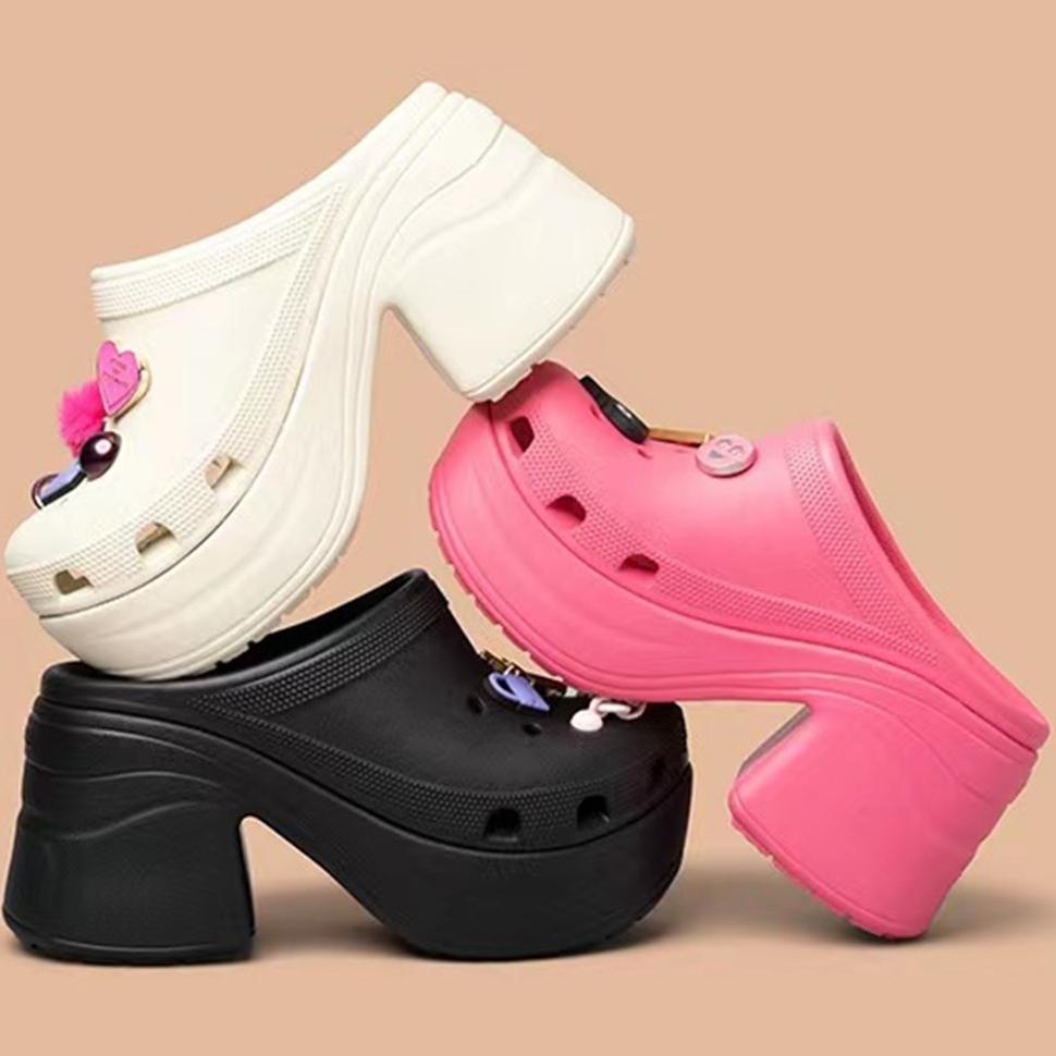 CUCI GUDANG Sandal Crocs Siren Clog Wanita Sandal Wedges Wanita nyaman Clog tinggi 10 cm