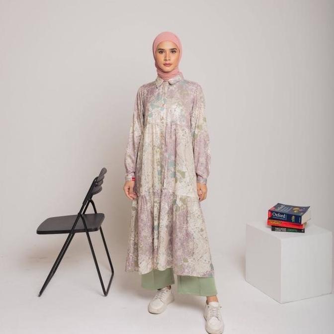 M Dress Splatter Dauky Midi Dress Gamis Muslim Cantik
