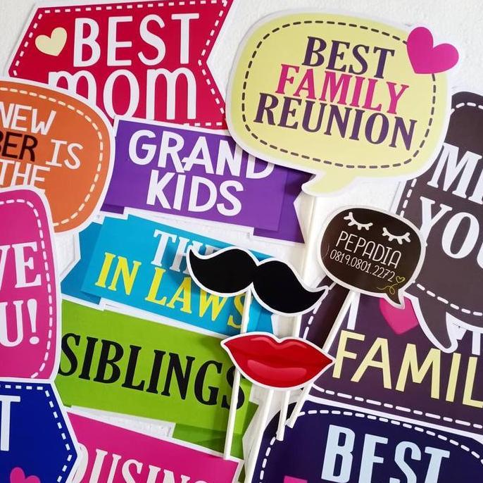 Family Reuni Fun props Photo Props Aksesoris Photobooth isi 12pc