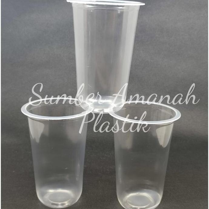 Gelas Oval 18oz 22 Oz / Cup Oval 18 Oz / Gelas plastik Oval 18oz 22 oz / U Cup 18 oz 22oz isi 50buah