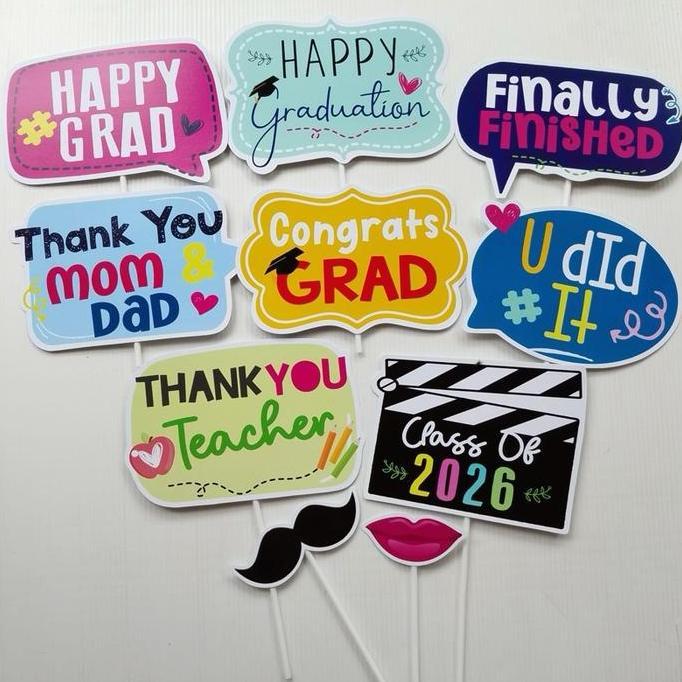 SIMPLE GRADUATION 8PCS FUN PROPS PHOTOBOOTH PROPS WISUDA