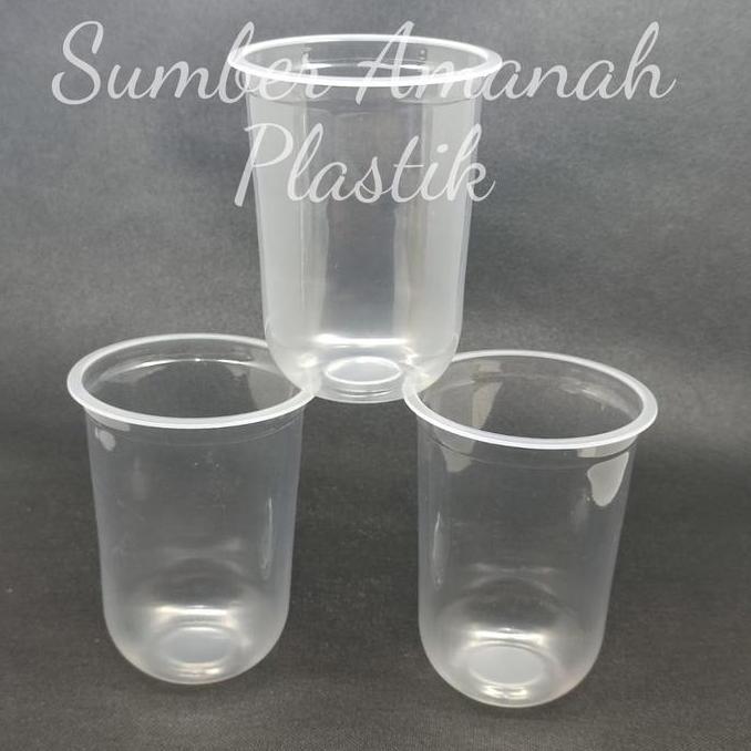 Gelas Plastik Cup 14oz 16oz Oval | U Cup @50pcs kelulusan kap buat