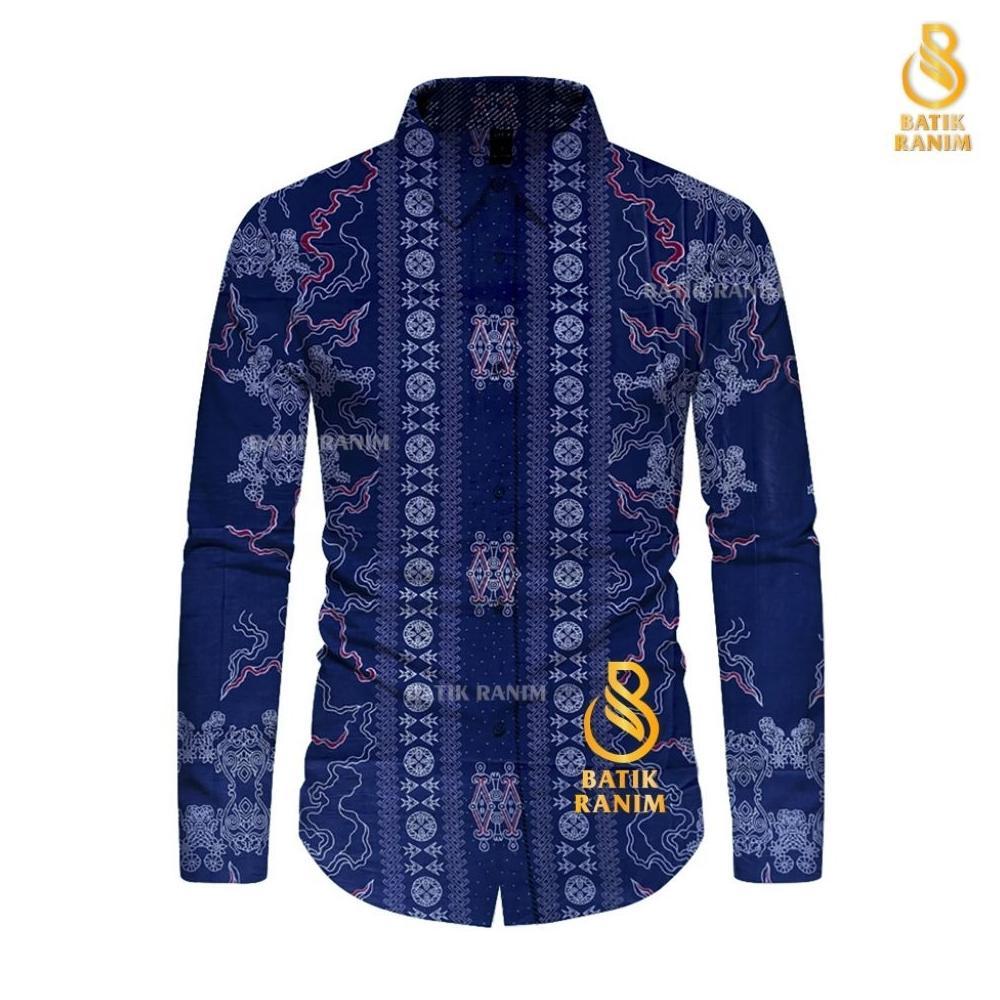 Batik Ranim Kemeja Songket Navy Batik Pekalongan Pria Premium