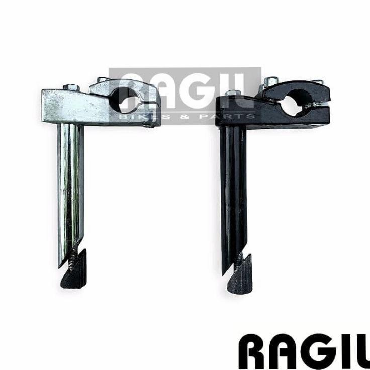 Stem Stang Sepeda Bmx Kotak Tahu Hitam Chrome Krom Stok Handlebar 22.2 Insert 21.1 Alloy