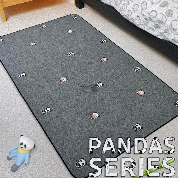 Karpet Minimalis Grey Aesthetic Motif Panda Ukuran 120 X 200 CM