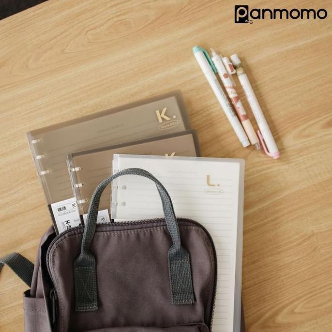 PANMOMO Hard Cover 6 Ring Binder A5/B5 Notebook Bergaris Transparant 60 Lembar Murah