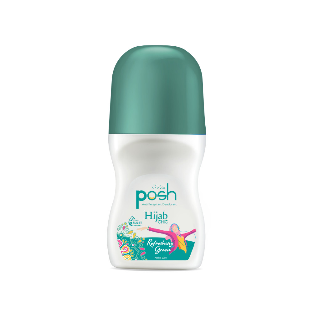 Posh Hijab Chic Roll On Deodoran Refreshing Green 50 ml x2 - Gambar 4