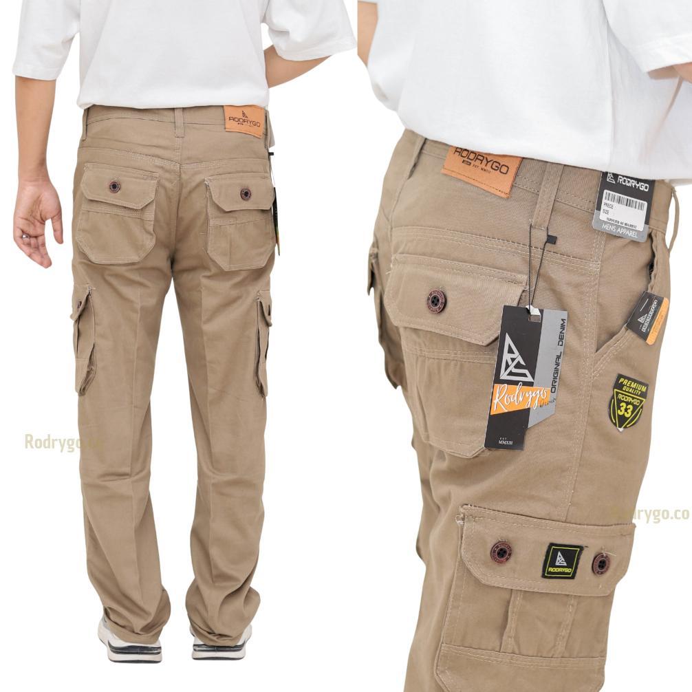 Diskon Rodrygo - Celana Panjang Cargo Pria Dewasa Slim Fit Twill Kanvas Non Stretch High Premium Qua