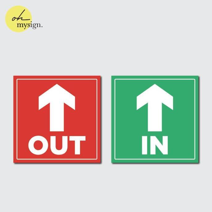 DB208 >> Sign Akrilik In Out Label Acrylic Sign Board Penunjuk Arah Masuk Keluar