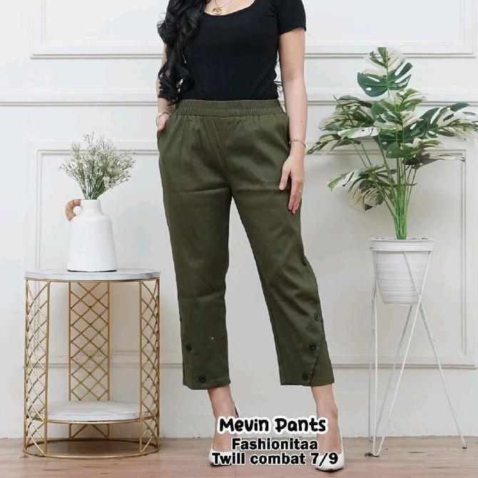 KHUSUS KAMU PRODUK Celana Mevin pants Celana variasi kancing  bahan twill streach premium tebal mela