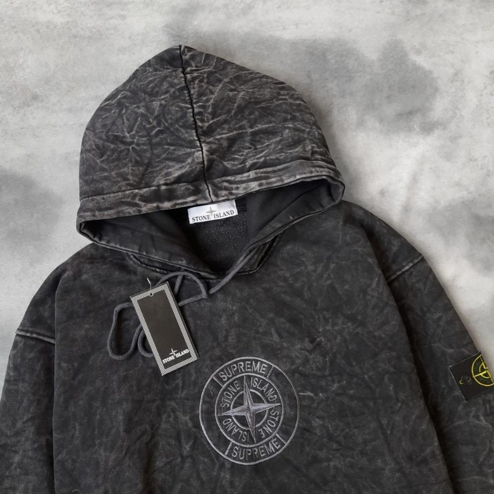 RECOMMENDED Jaket hoodie stone island x supreme bordir Full lable and tagg embos Free totebagg