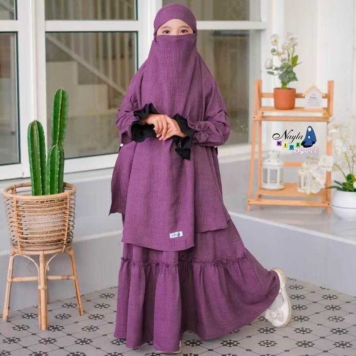 KUALITAS SUPER Arumi Gamis Anak Set Jilbab French Khimar By Nayla Kids