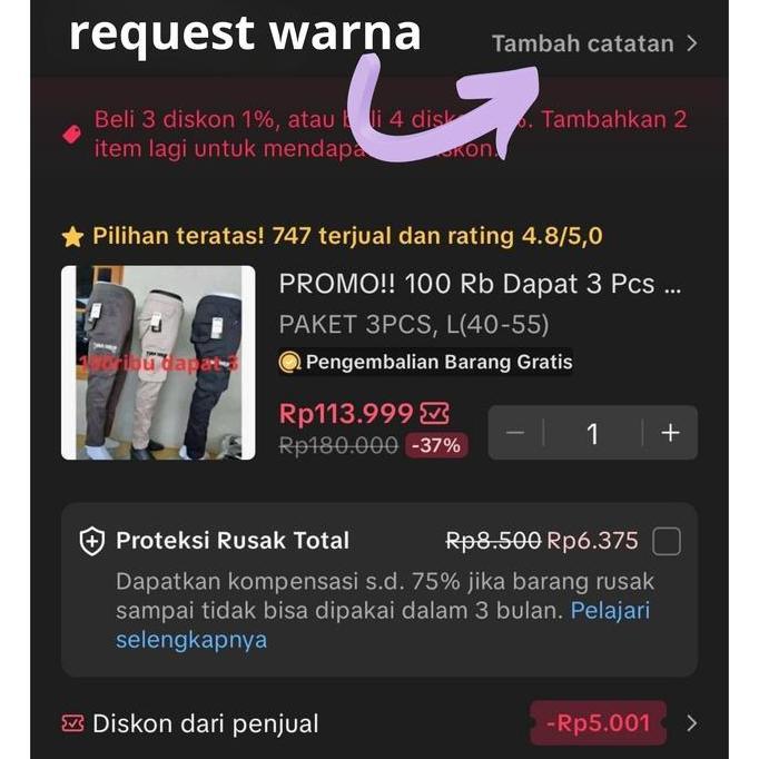 KHUSUS KAMU PRODUK PROMO!! 100 Rb Dapat 3 Pcs YANG LAGI HITS Celana Cargo kolor Panjang Pria Army Lo