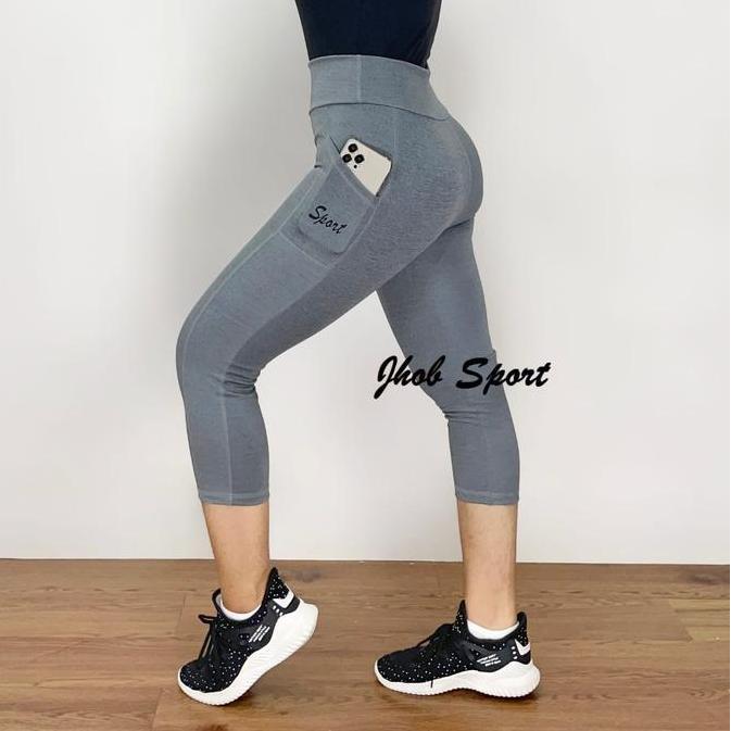 Legging Pendek Kantong/Legging Polos/Celana Legging Olahraga/Celana Senam Pendek